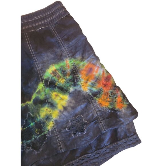 Tie Dye Skirt Embroidery Details Mini Short Festival Rave Party‎ - Picture 5 of 6